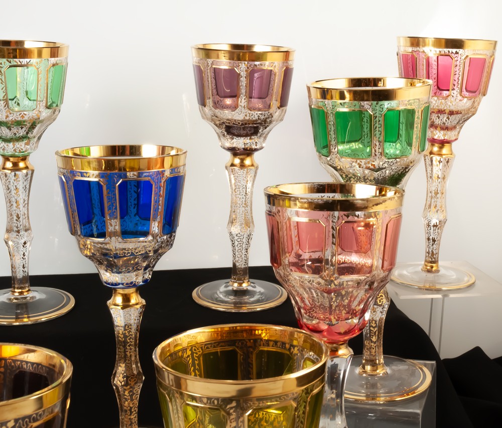 11 Moser Coloured Crystal Glasses-photo-4