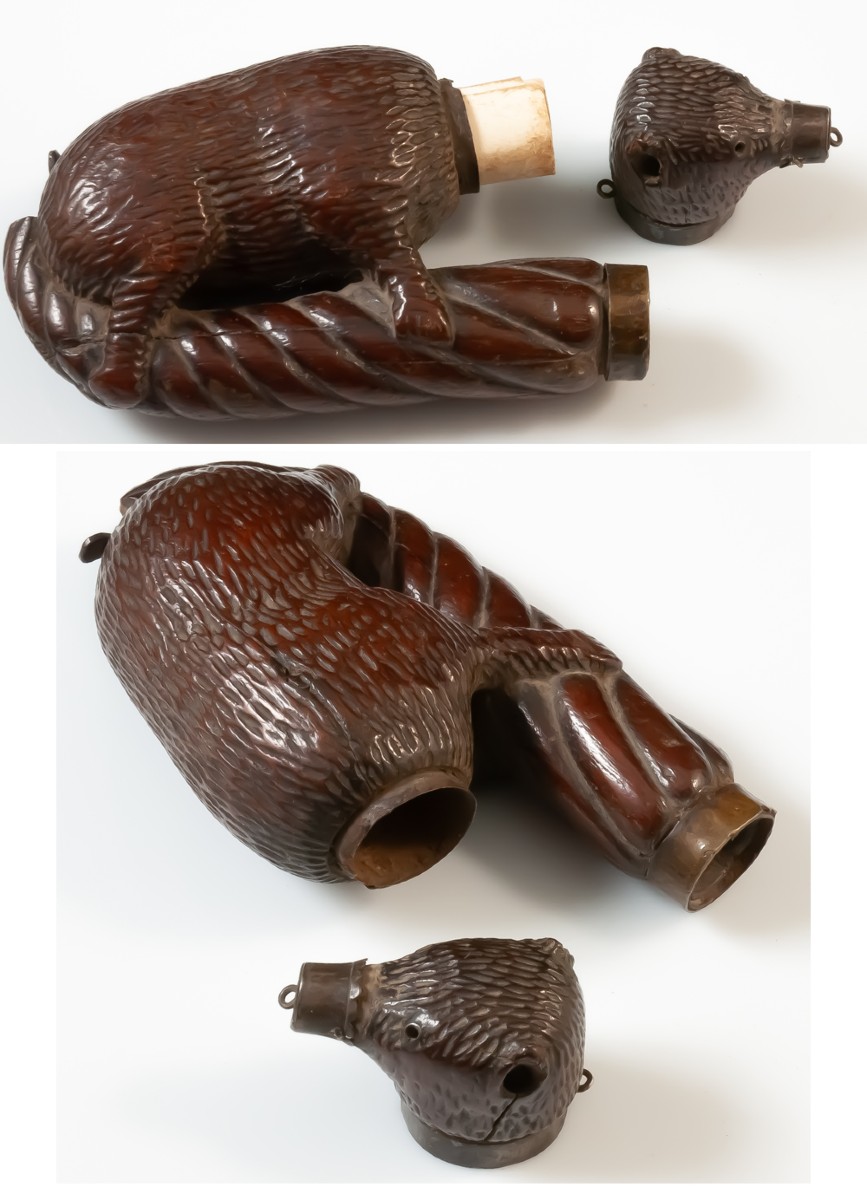 Pipe en bois sculpté ours savant-photo-1