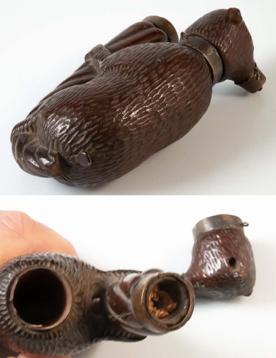 Pipe en bois sculpté ours savant-photo-3
