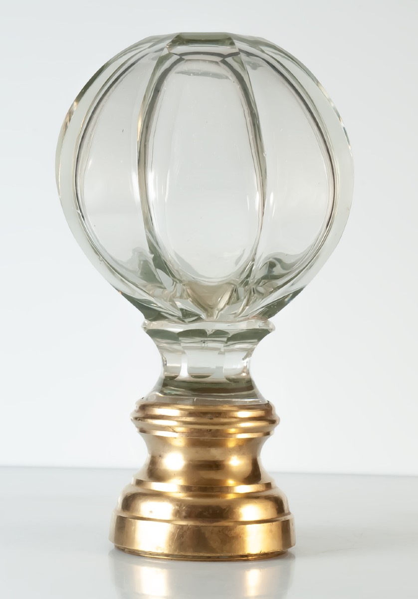 Boule de rampe d'escalier en verre / cristal à facettes