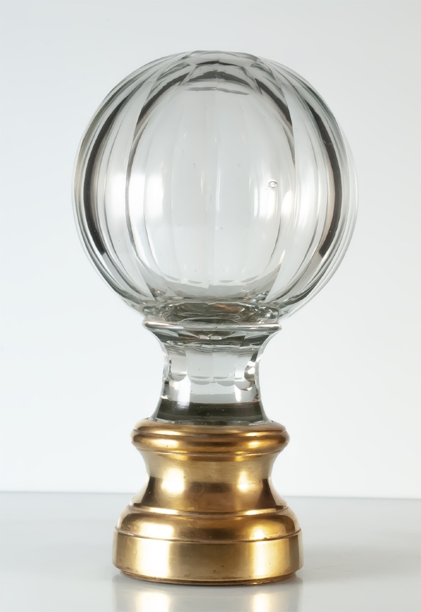 Grosse boule de rampe d'escalier en cristal à facettes H18.5 CM