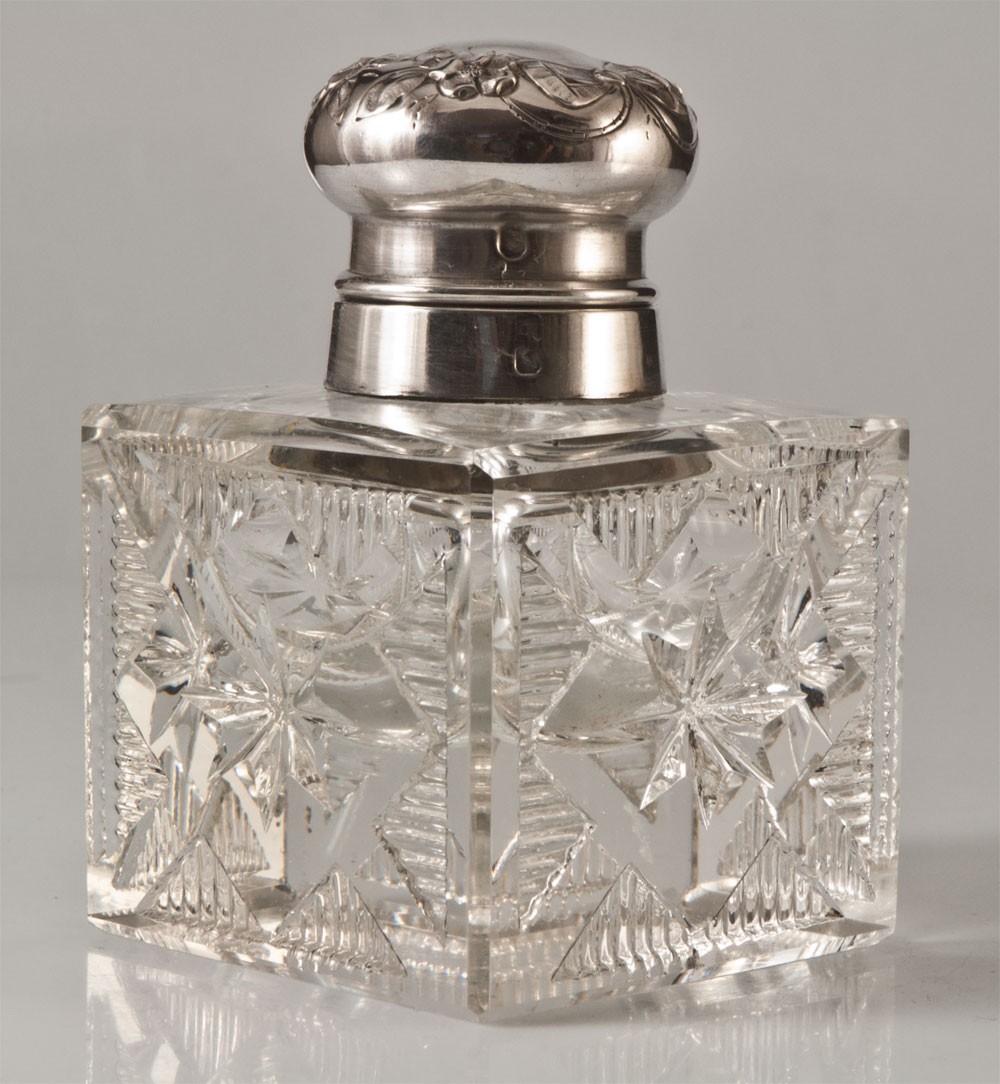 Crystal And Silver Inkwell With Minerve Hallmark-photo-4
