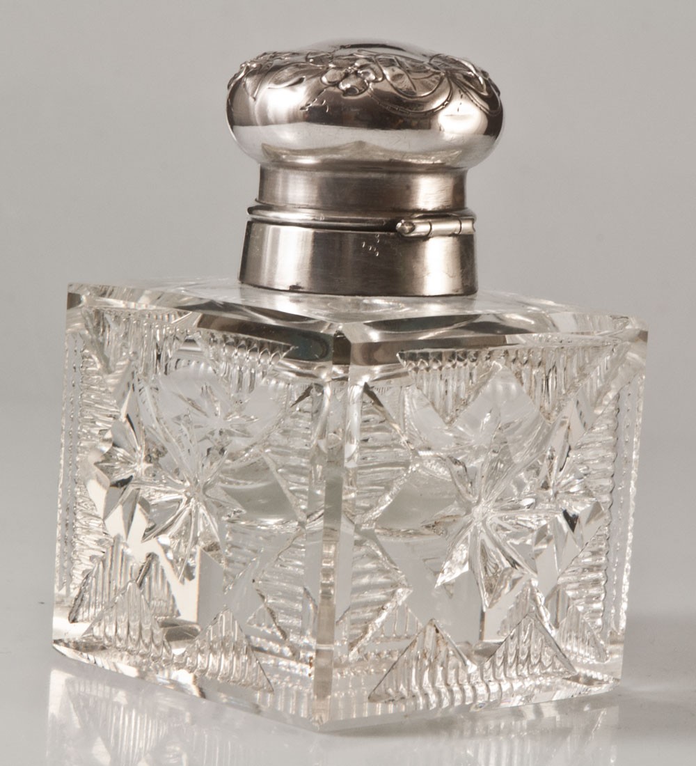 Crystal And Silver Inkwell With Minerve Hallmark-photo-1