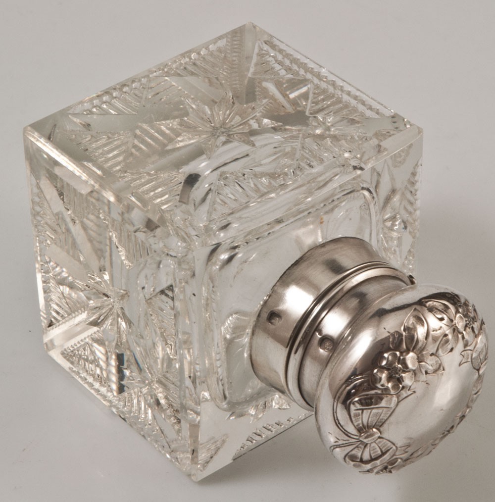 Crystal And Silver Inkwell With Minerve Hallmark-photo-2