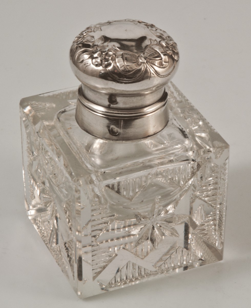 Crystal And Silver Inkwell With Minerve Hallmark