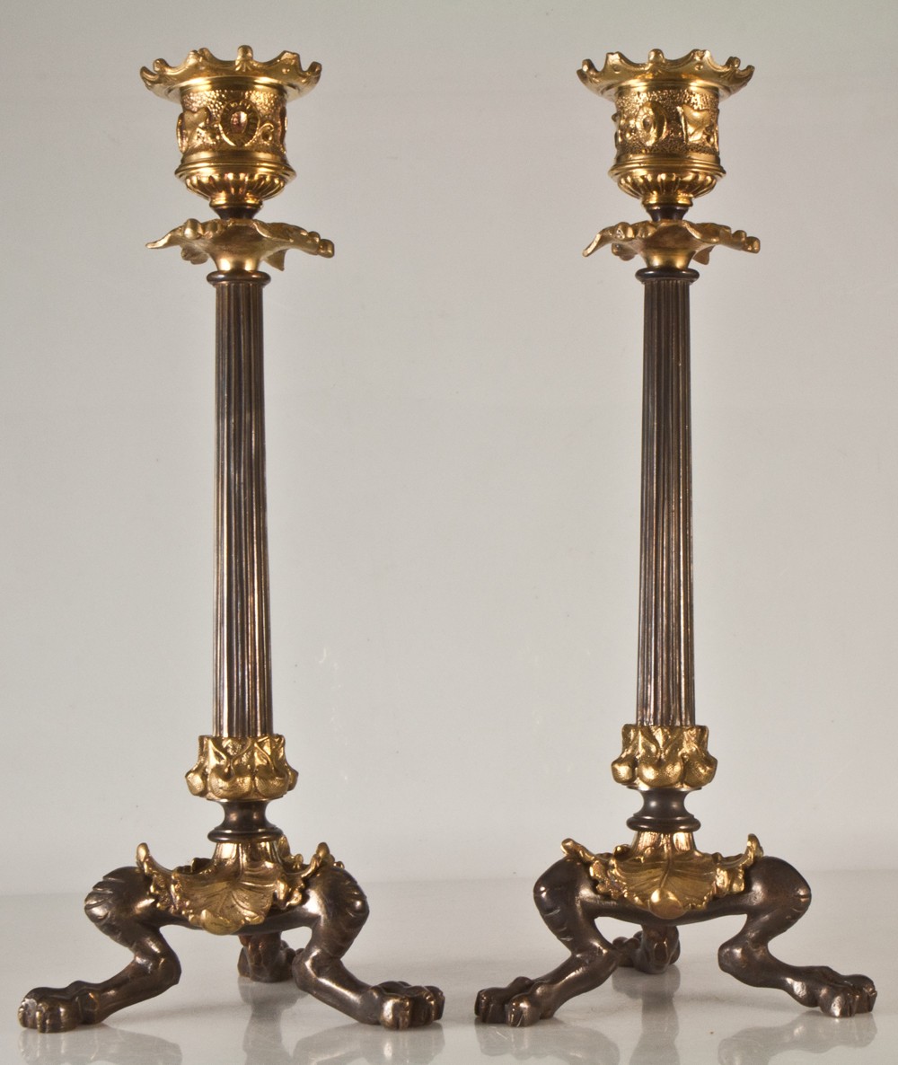 Bougeoirs en bronze double patine
