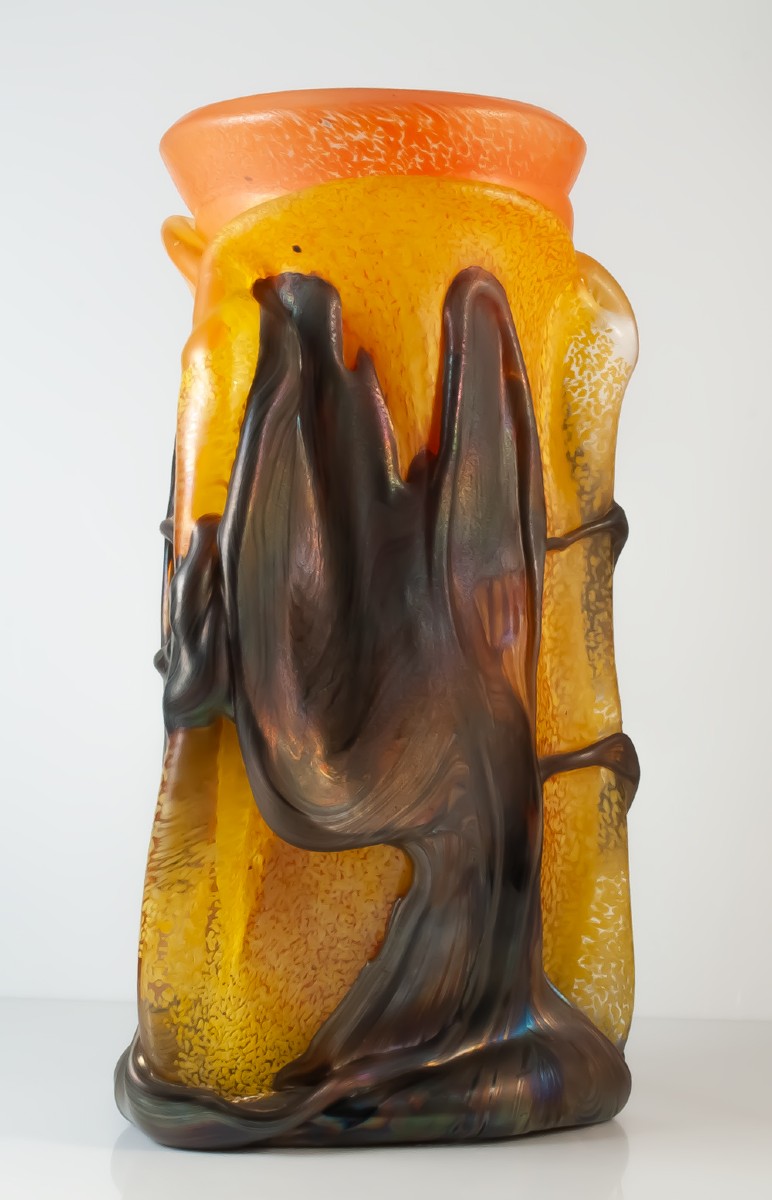 Jean Claude Novaro (1943-2015) vase en verre soufflé à irisations-photo-3