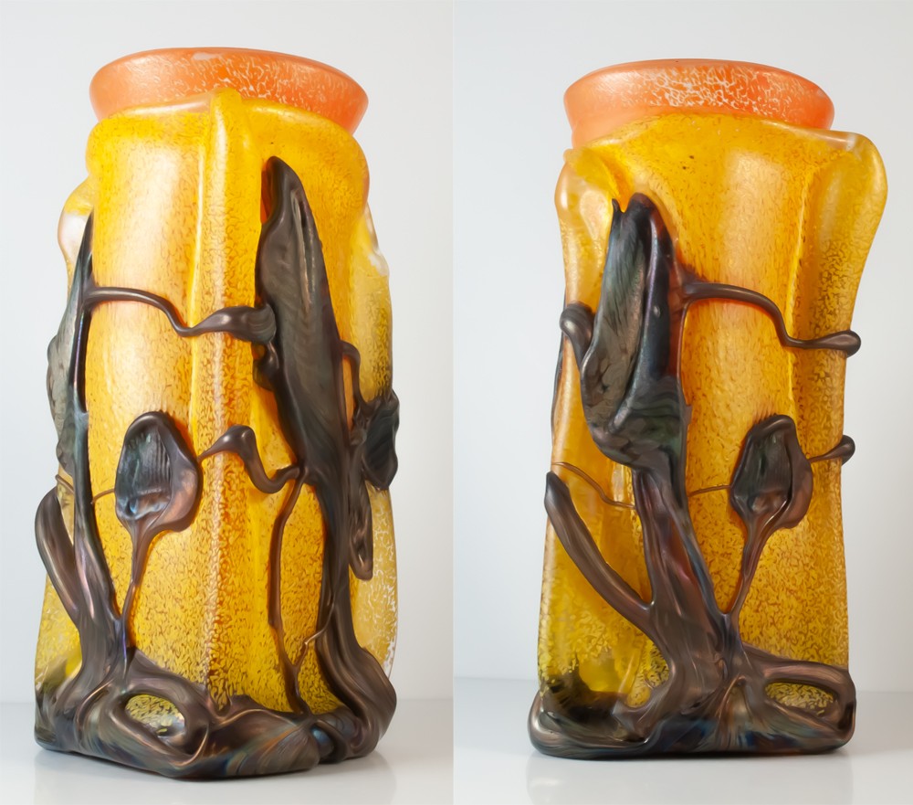 Jean Claude Novaro (1943-2015) vase en verre soufflé à irisations-photo-4