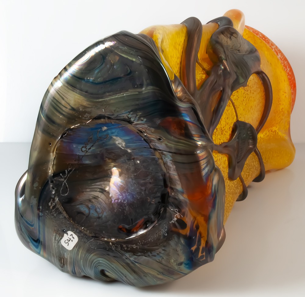 Jean Claude Novaro (1943-2015) vase en verre soufflé à irisations-photo-3