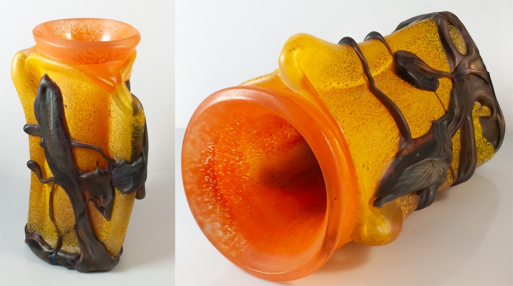 Jean Claude Novaro (1943-2015) vase en verre soufflé à irisations-photo-5