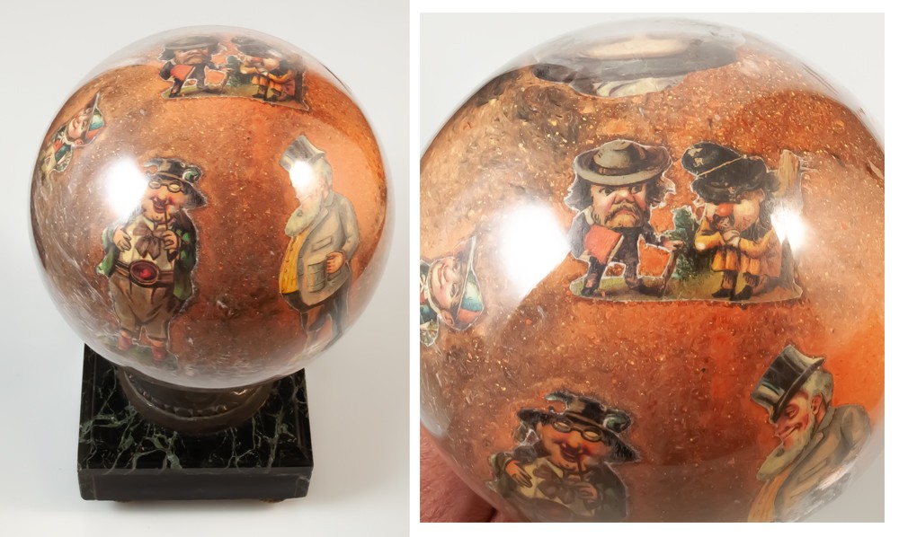 Glass Ball With English Wig Holder 19th Century-photo-2
