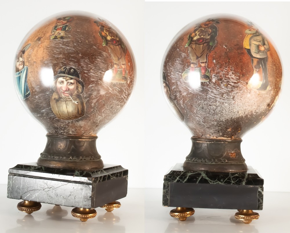 Glass Ball With English Wig Holder 19th Century-photo-3