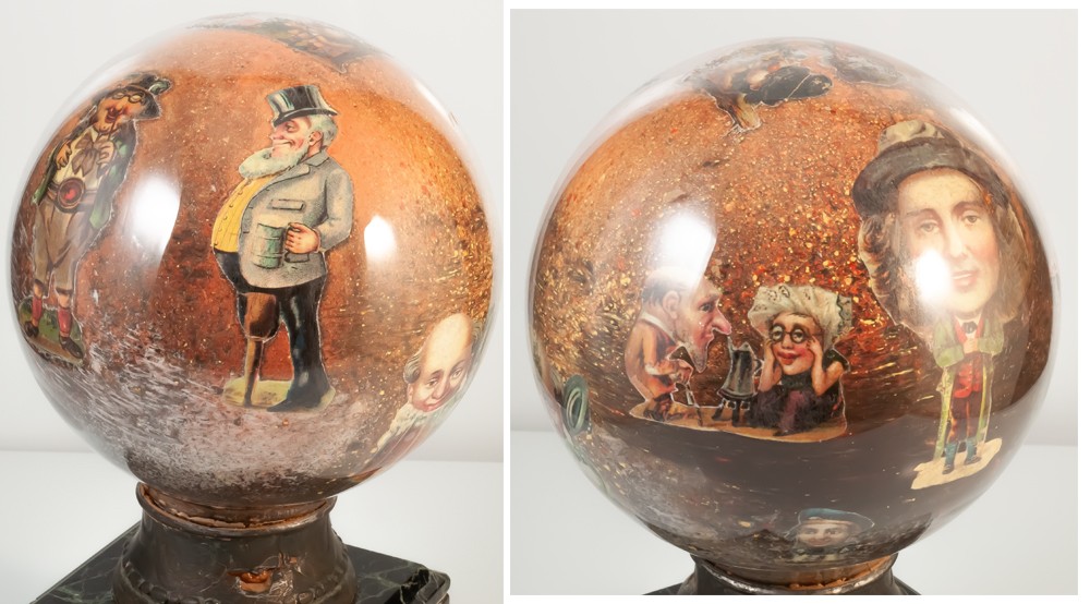 Glass Ball With English Wig Holder 19th Century-photo-1