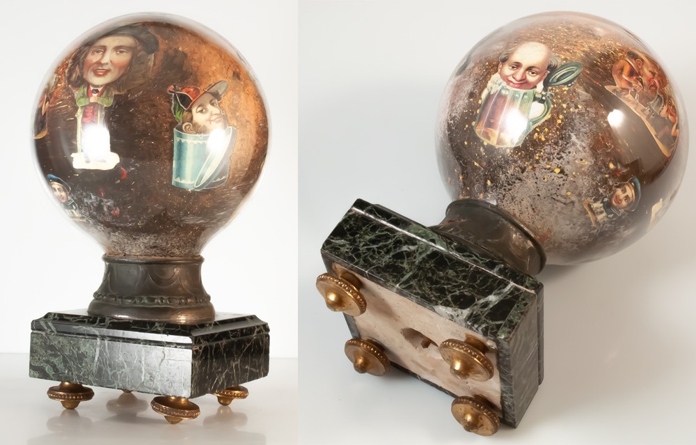 Glass Ball With English Wig Holder 19th Century-photo-2