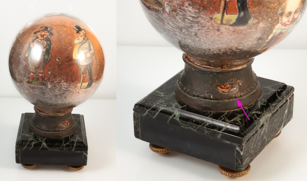 Glass Ball With English Wig Holder 19th Century-photo-3