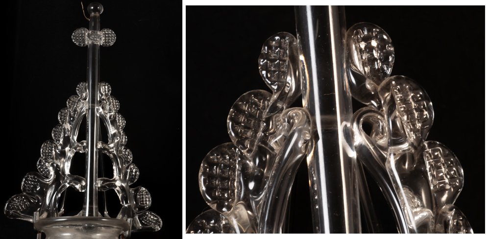 Large Sconce Stoup In Spun Glass-photo-2