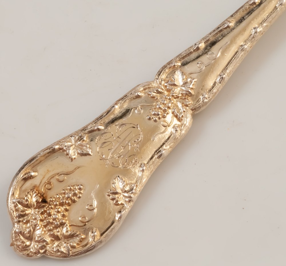 12 Dessert / Coffee Spoons Silver Vermeil Minerve Hallmark Philippe Berthier-photo-3