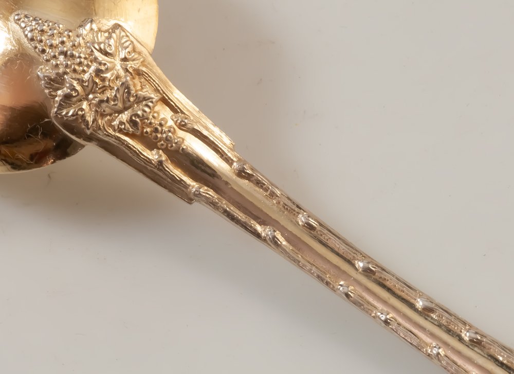 12 Dessert / Coffee Spoons Silver Vermeil Minerve Hallmark Philippe Berthier-photo-4