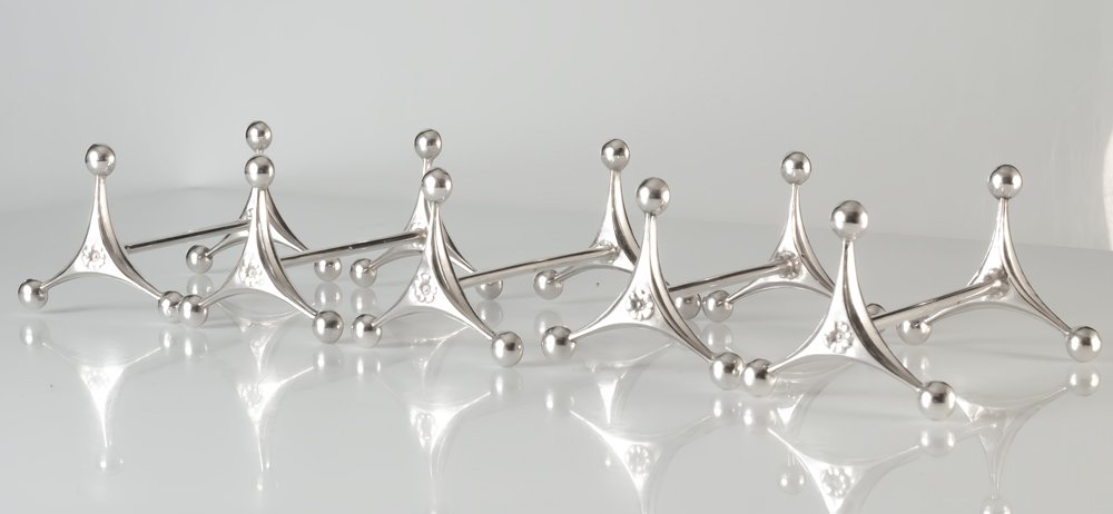 5 Solid Silver Art Deco Knife Holders-photo-3