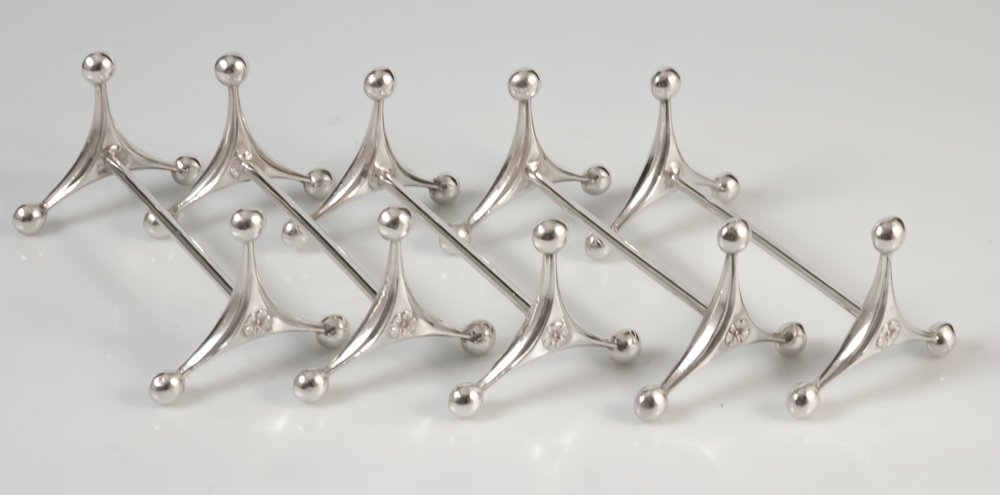 5 Solid Silver Art Deco Knife Holders-photo-4