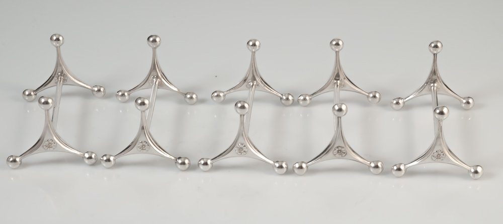 5 Solid Silver Art Deco Knife Holders-photo-1