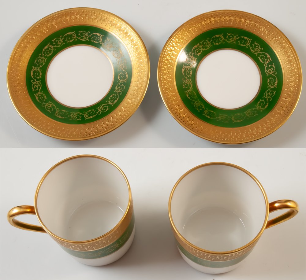 Two Double Gilt Limoges Porcelain Moka Cups Malevergne-photo-1