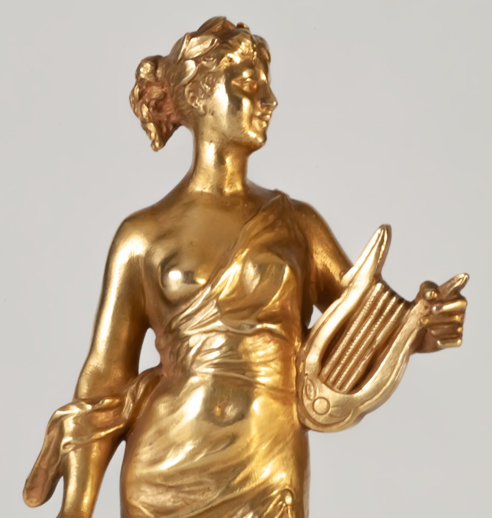 Sceau à cacheter en bronze doré Sapho femme à la lyre-photo-2