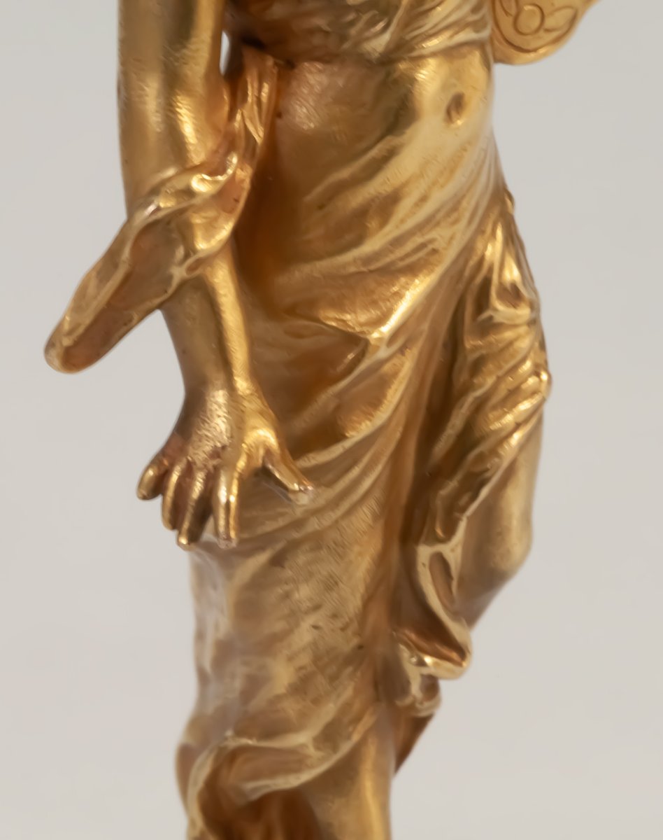 Sceau à cacheter en bronze doré Sapho femme à la lyre-photo-2