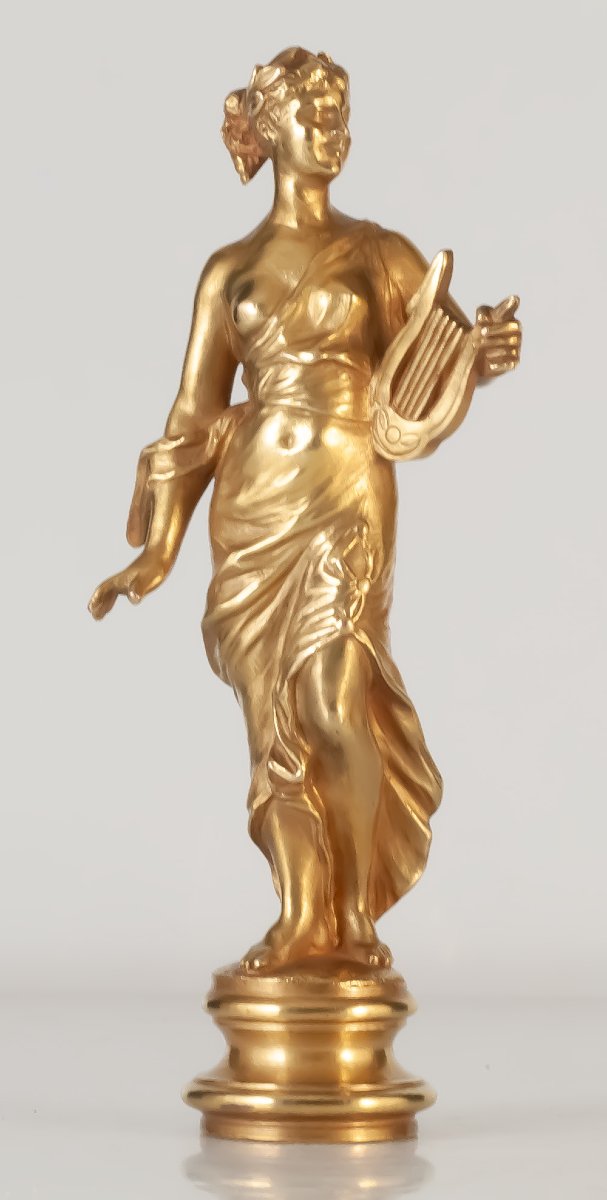 Sceau à cacheter en bronze doré Sapho femme à la lyre