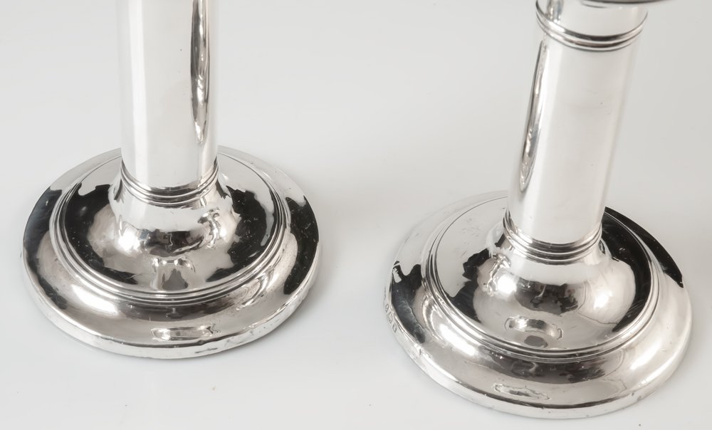 Pair Of Happiness Of The Day Silver Candlesticks English-photo-3