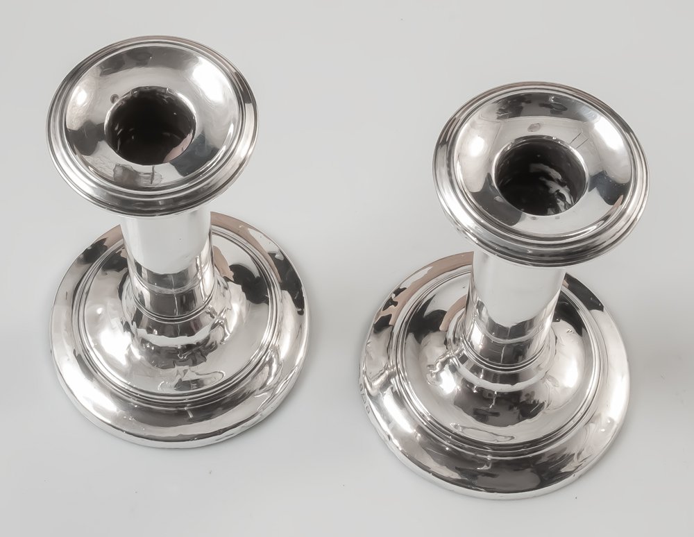 Pair Of Happiness Of The Day Silver Candlesticks English-photo-4