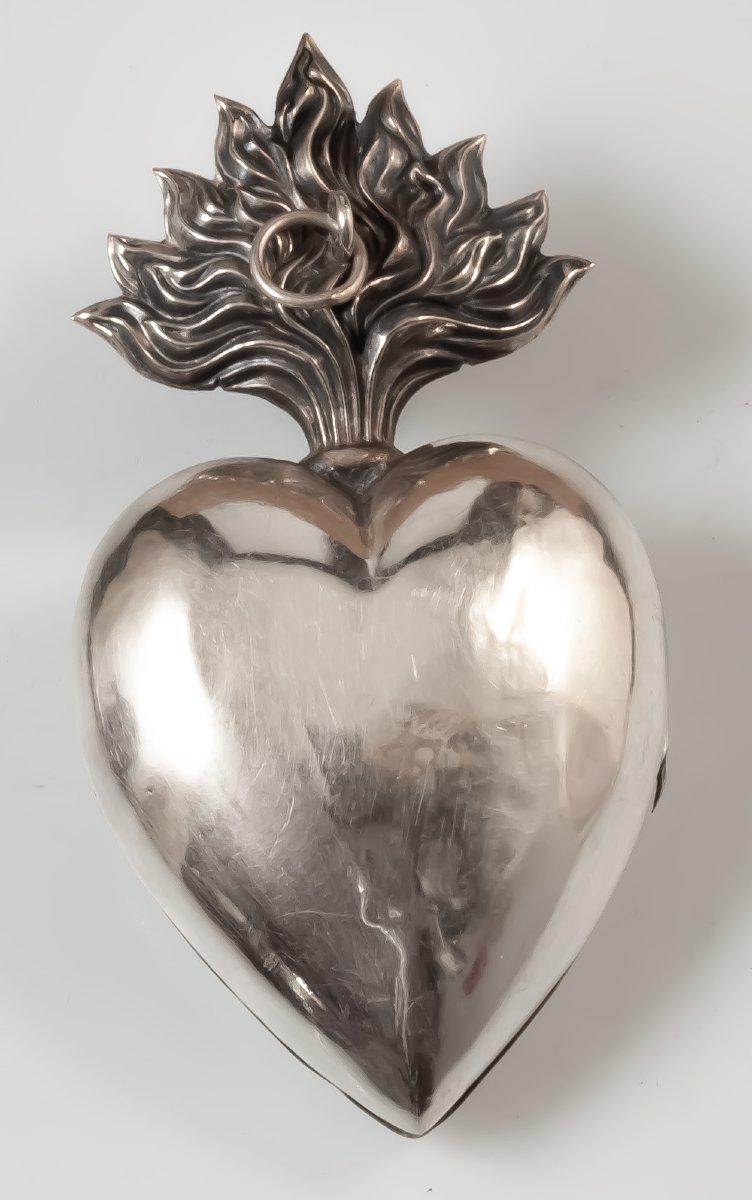 Coeur De Marie En Argent / reliquaire ex voto-photo-2