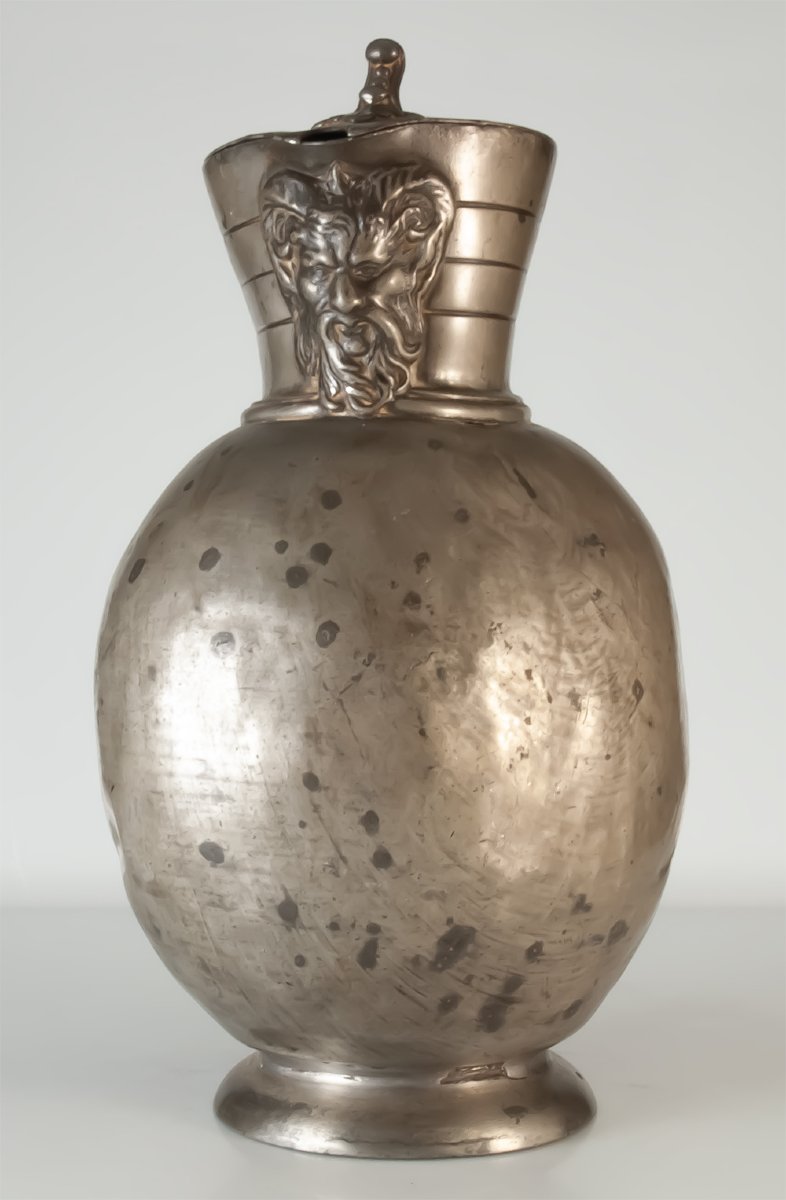 19th-century Pewter Wine Pitcher-photo-2