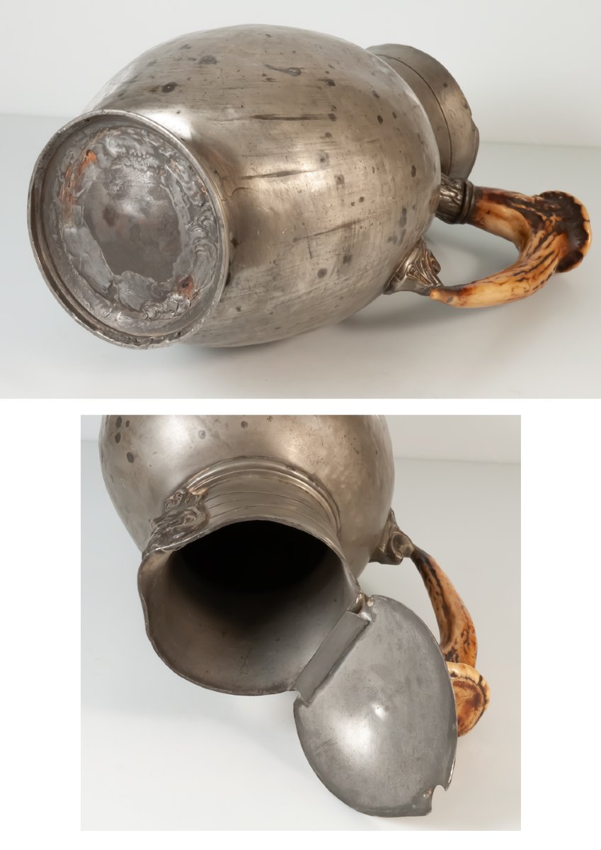 19th-century Pewter Wine Pitcher-photo-3