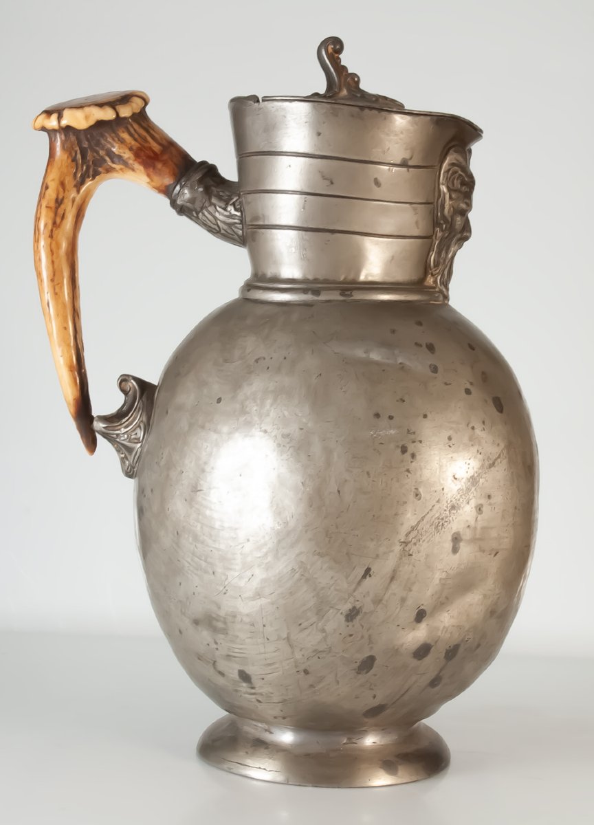 19th-century Pewter Wine Pitcher