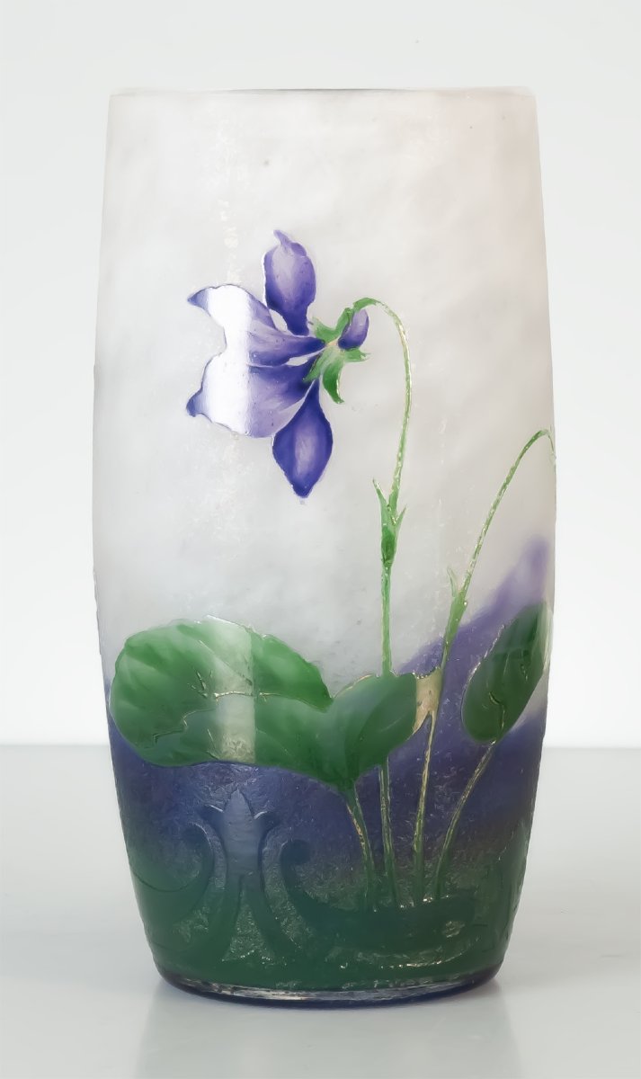 Daum Nancy Art Nouveau Vase With Violets-photo-2