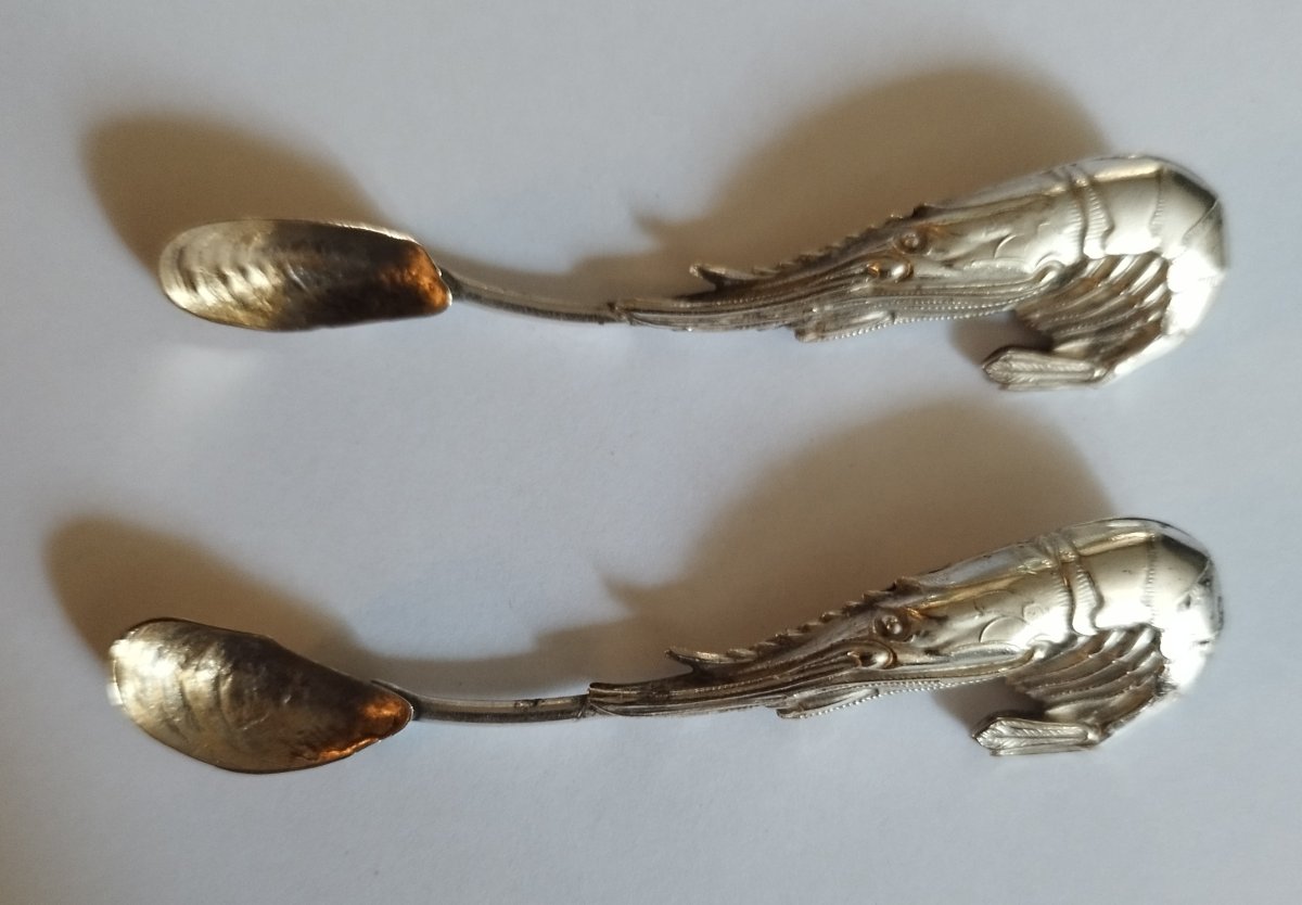 Two Silver Spoons Shaped Like A Lobster And A Seashell -photo-3