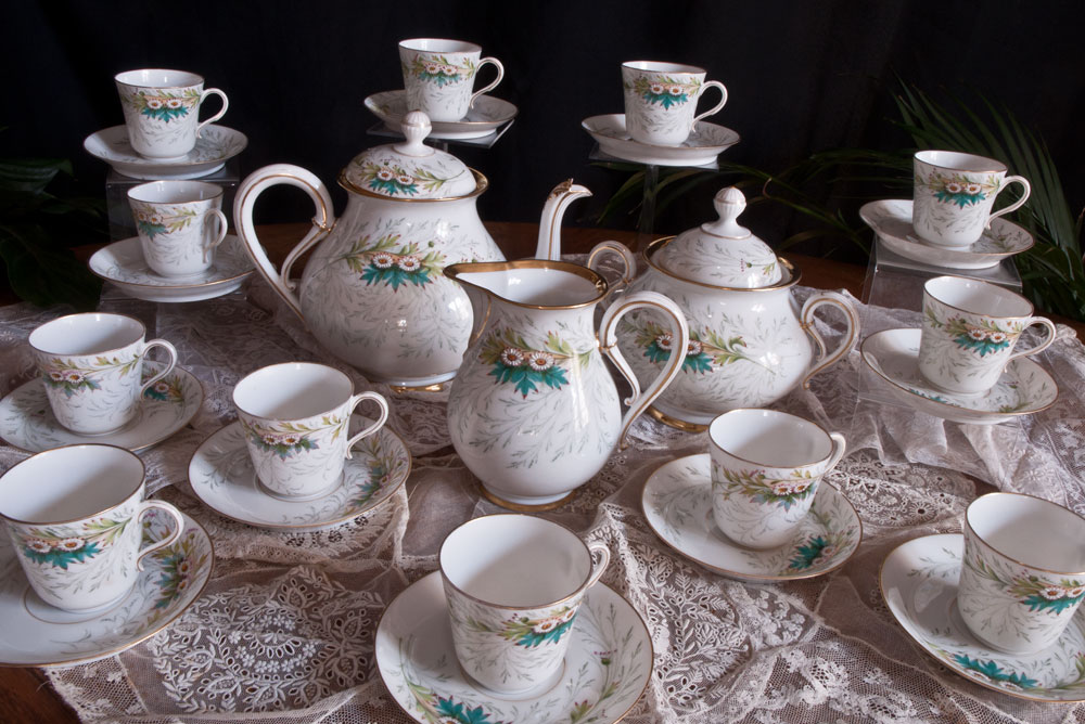 Jean Pouyat Limoges Coffee Tea Set Porcelain Decor Daisies