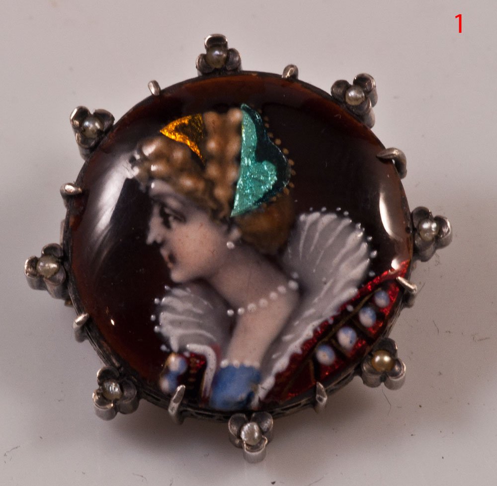 Brooch Enamelled Silver Sale In Lot Or Unit-photo-2