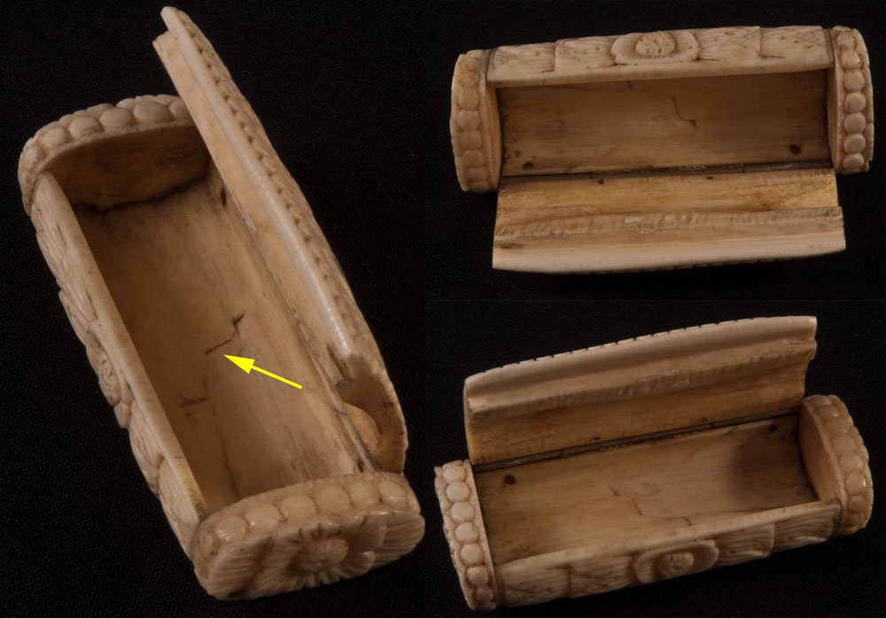 Eighteenth-century Snuffbox In Bone Pontoon Work-photo-3