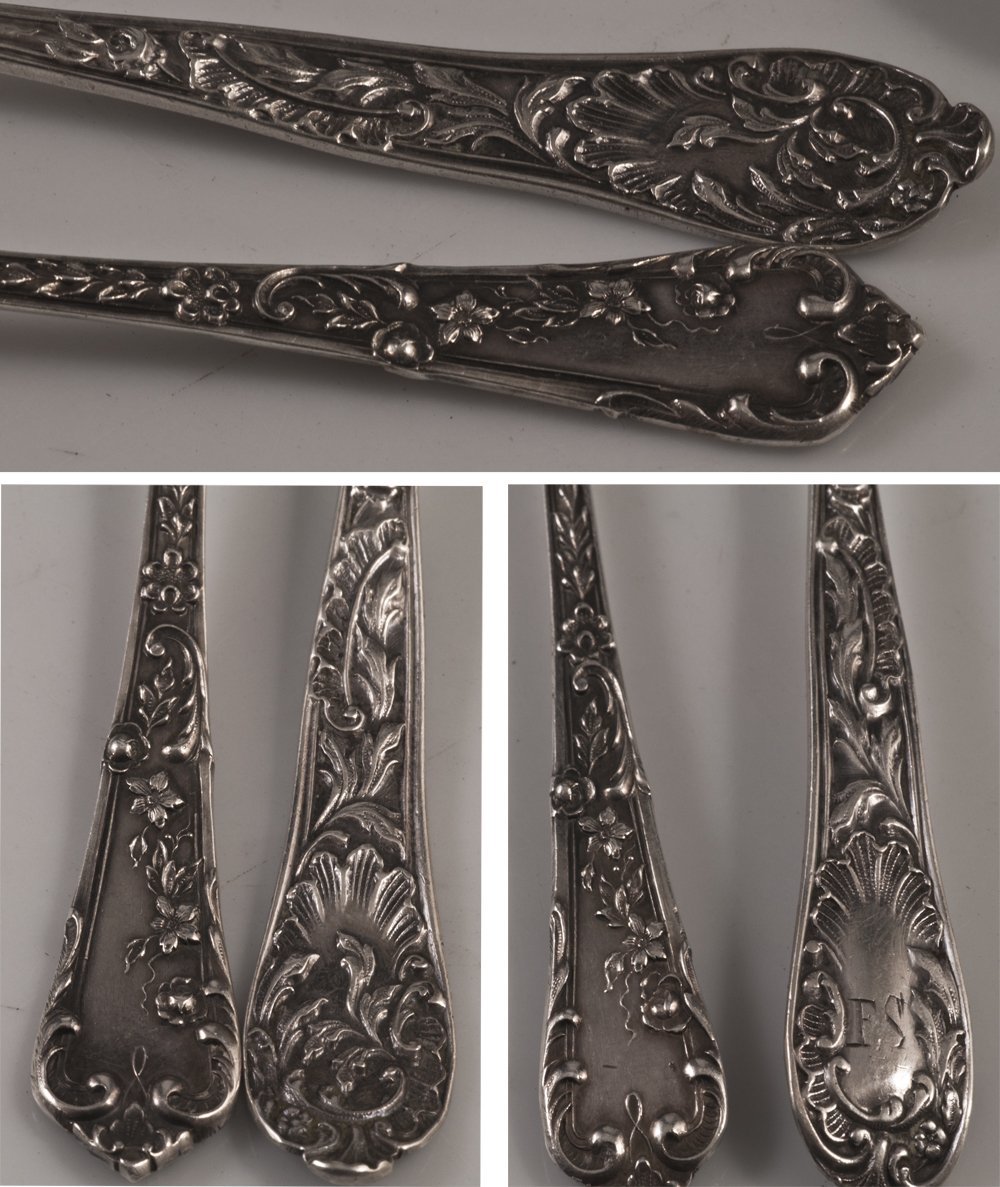 Lot De 5 Cuillères à Café / Moka – Argent Massif Et Or / Vermeil – Espagne 1920-1949