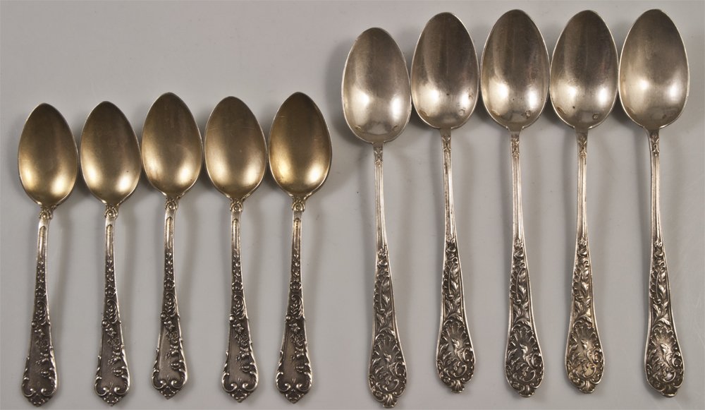 Lot De 6 Cuillères à Café Russes En Argent 875 - Antique XIXe Siècle - Style Empire