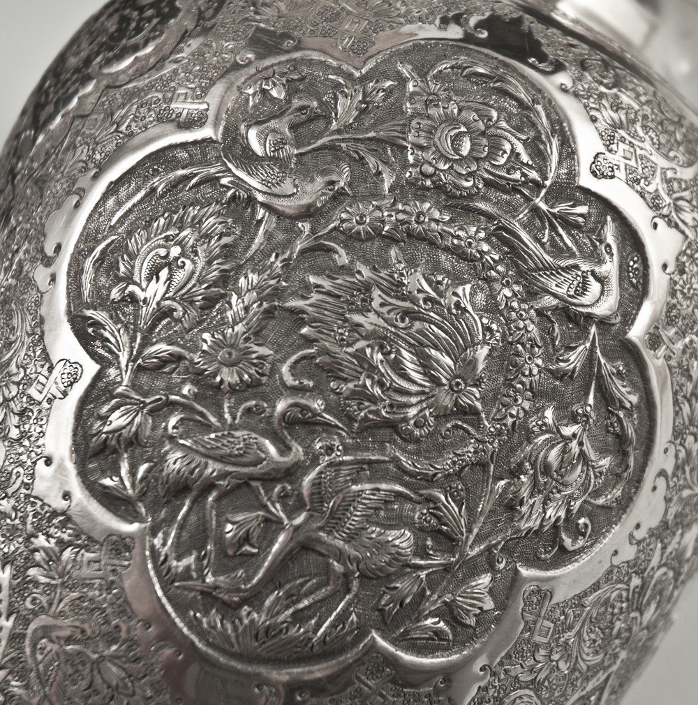 Iran Vase In Persian Kajar Silver Hallmark 84-photo-1