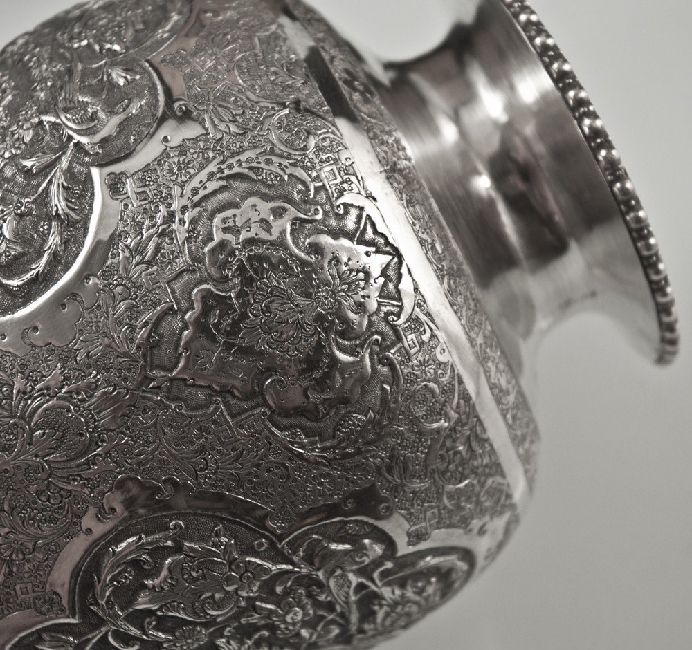 Iran Vase In Persian Kajar Silver Hallmark 84-photo-3