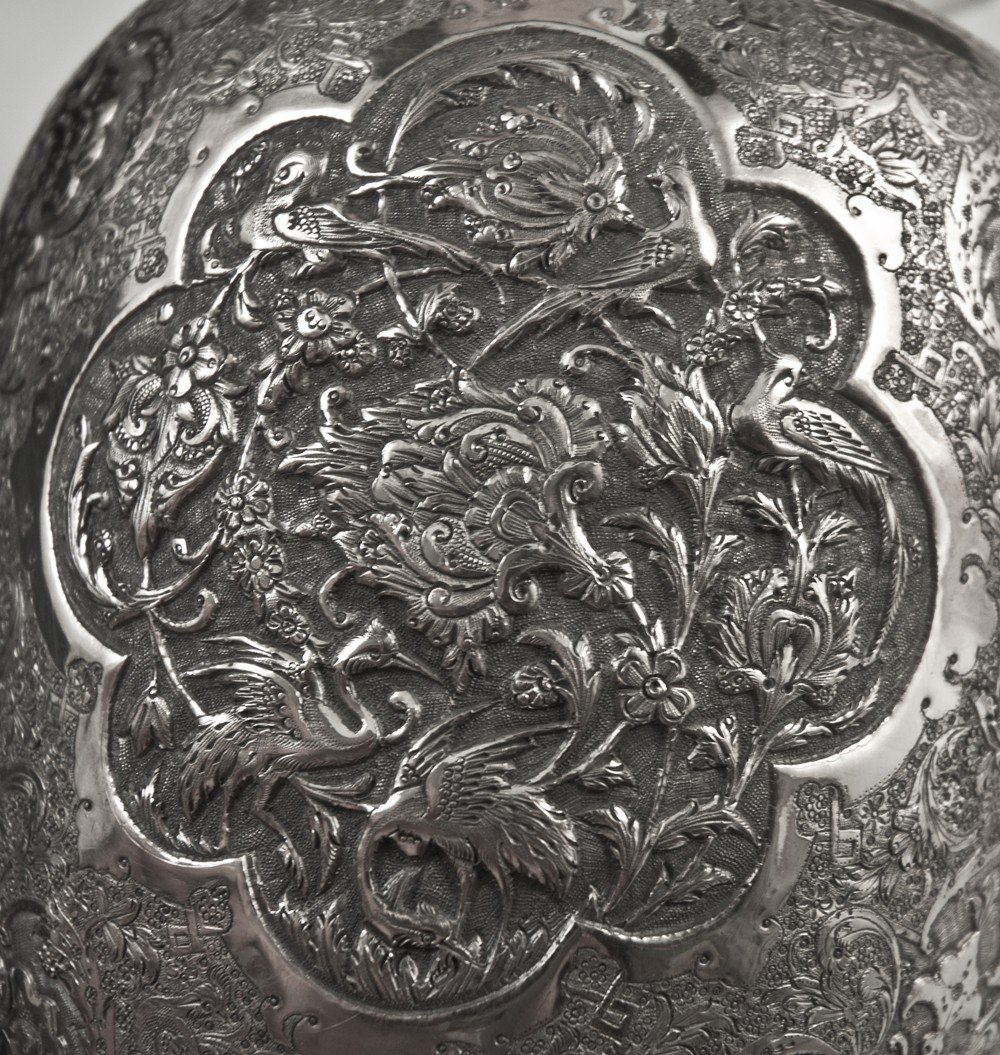 Iran Vase In Persian Kajar Silver Hallmark 84-photo-5