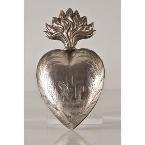 Heart Of Mary In Silver