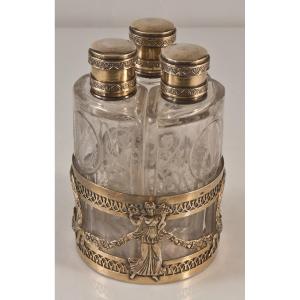 Empire Style Sterling Silver Crystal Perfume Cellar