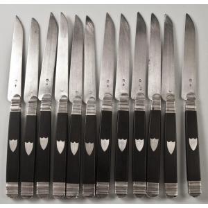 12 Fruit Knives Silver Blade Empire Period