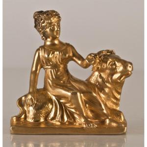 Gilt Bronze Goddess Europe And The Bull