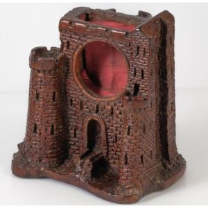 Watch Holder Chateau / Fortress Carved Wood XVIII 